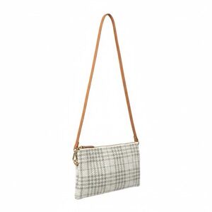 Jen & Co. Plaid Vegan Leather Purse Brown And Grey